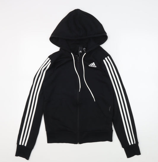 Additional front view of Adidas unisex black full zip hoodie 2xs