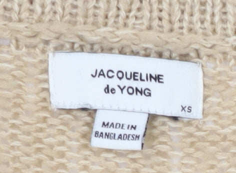 Brand and care label for Jacqueline de Yong Beige Cardigan XS Women V-Neck Knit