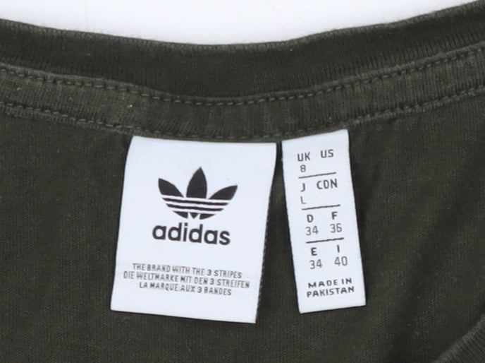 Adidas Women's Green Crop T-Shirt UK 8