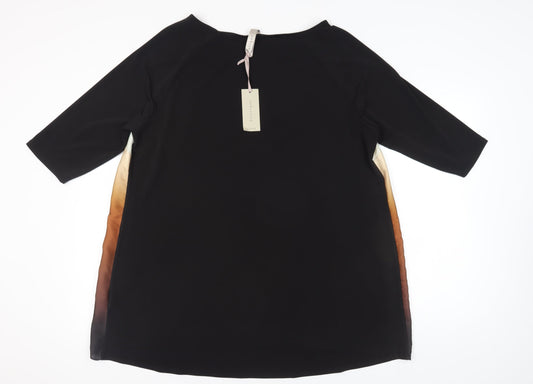 Evans Women's Black Colourblock 3/4 Sleeve T-Shirt