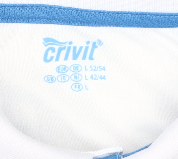 Crivit Men's White Polo Shirt L, Short Sleeve, Polyester