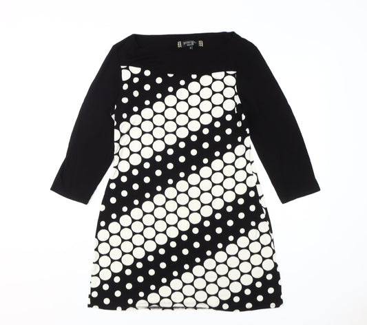Additional front view of Principles Women's Black Polka Dot Shift Dress, size 14