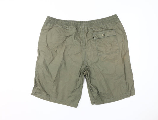 Back view of Cotton Traders Green Cargo Shorts XL unisex adults