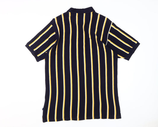 Maine New England Men's Black Striped Polo, Size L