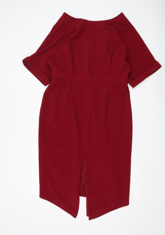 ASOS Women's Red Sheath Dress Size 16 Formal