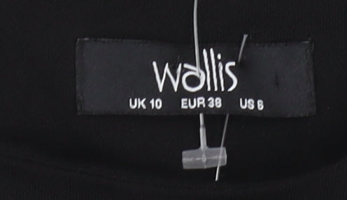 Brand and care label for Wallis Black Shift Dress, 10, 3/4 Bell Sleeves