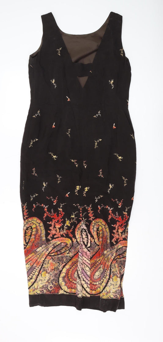 Country Casuals Women's Black Paisley Midi Sheath Dress