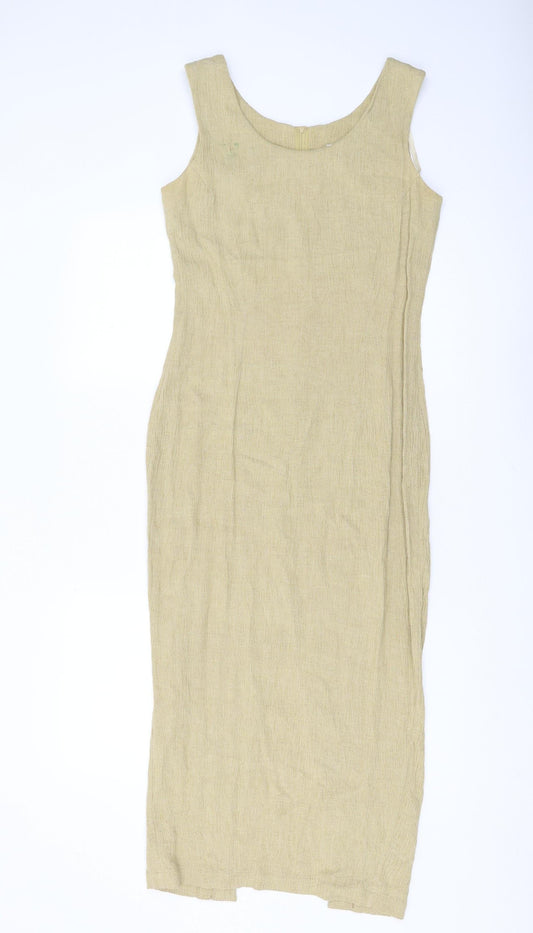 Additional front view of Wallis Beige Midi Sheath Dress Women, size 10, Sleeveless