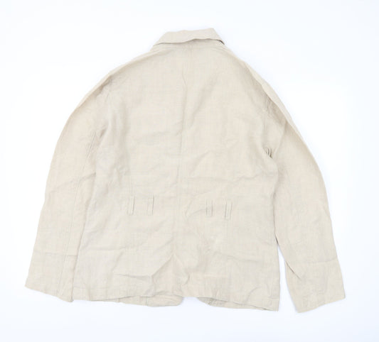 Eddie Bauer Women's Beige Linen Blazer Size 12