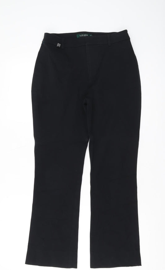 Additional front view of Lauren Ralph Lauren Women's Black Bootcut Trousers