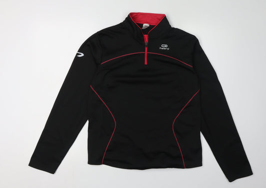 Additional front view of Decathlon Black unisex sweatshirt, size 16, active henley
