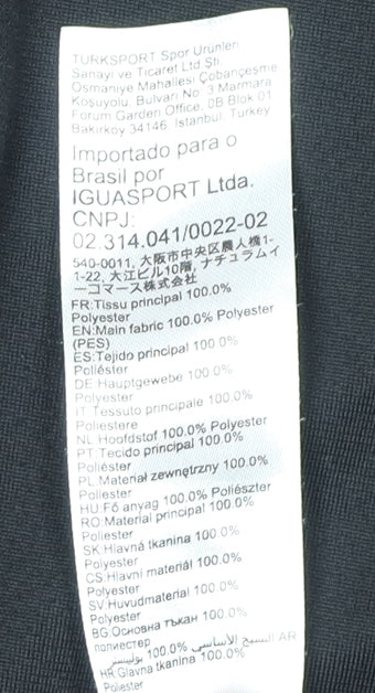 Brand and care label for Decathlon Black unisex sweatshirt, size 16, active henley