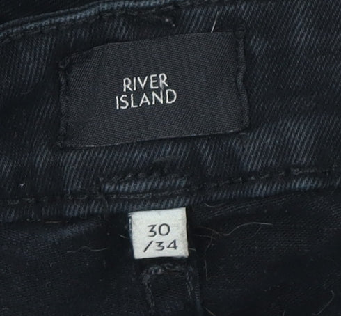 Mens UK Size 30 River Island Slim Fit Skinny Black Jeans