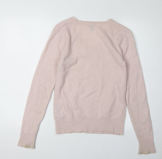 GANT Women's Pink Wool V-Neck Pullover Jumper Size S