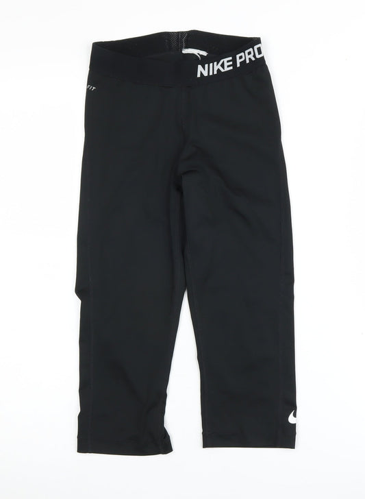 Womens UK Size XS Nike Athletic Fit Cropped Black Leggings