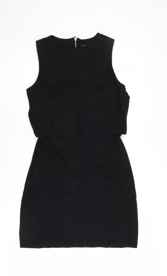 Additional front view of French Connection Black Women's Sheath Dress, size 12, Elegant
