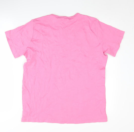 Isle Women's Pink Cotton T-Shirt, L, Crew Neck
