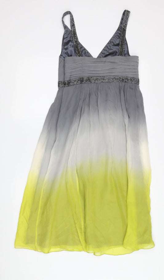 Monsoon Women's Grey Silk A-Line Dress Size 8