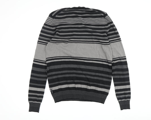 Calvin Klein Jeans Men's Black XL V-Neck Striped Jumper