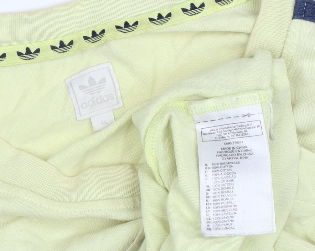 adidas Men's Yellow XL Crew Neck T-Shirt with Logo