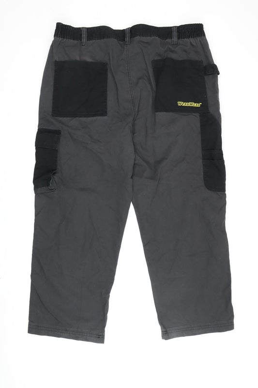 Workwear Men's Grey Cargo Trousers Size 38 Relaxed Fit