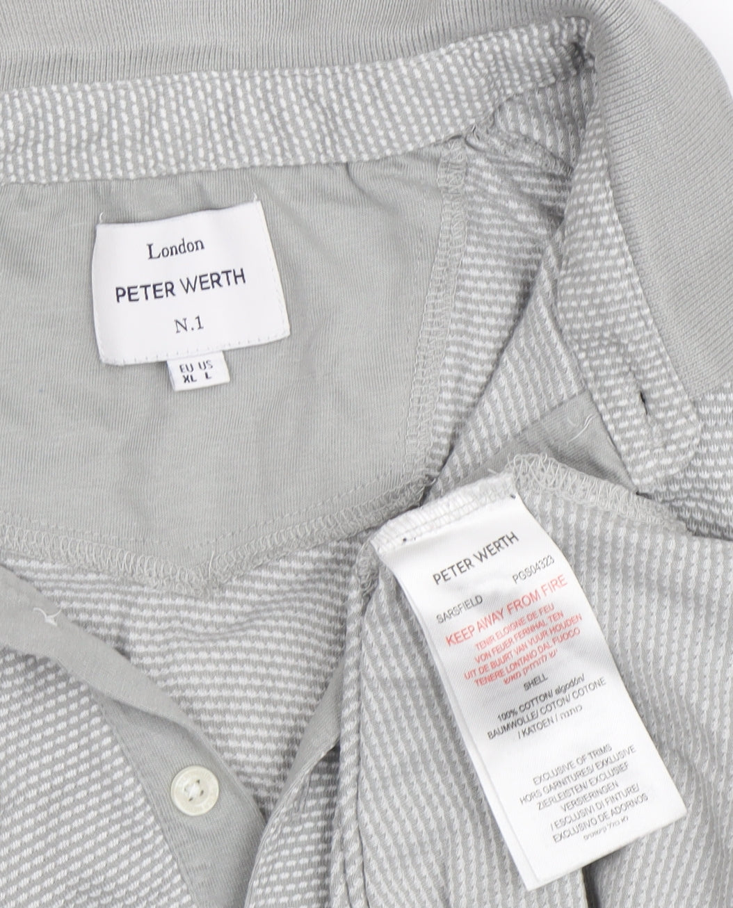 Peter Werth Men's Grey XL Geometric Polo Shirt