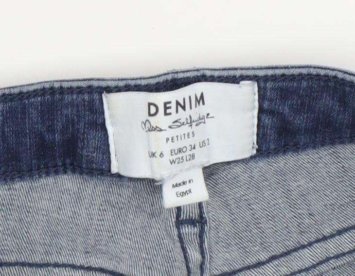 Miss Selfridge Women's Blue Distressed Skinny Jeans Size 6