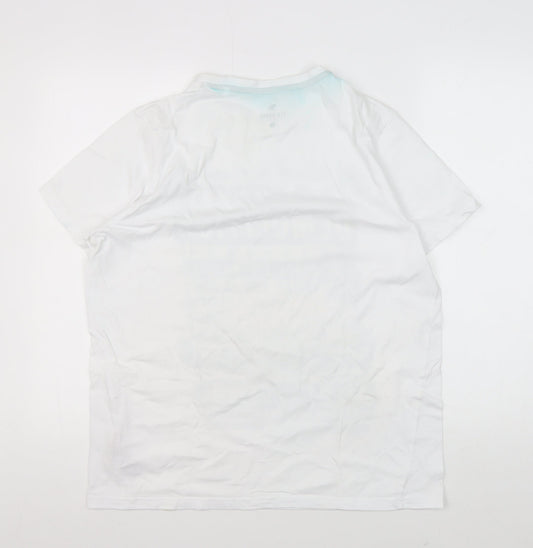 STH Shore Men's White Graphic Retro T-Shirt, L, Cotton