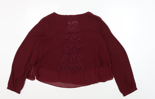Womens UK Size 12 Apricot Red Cropped Blouse