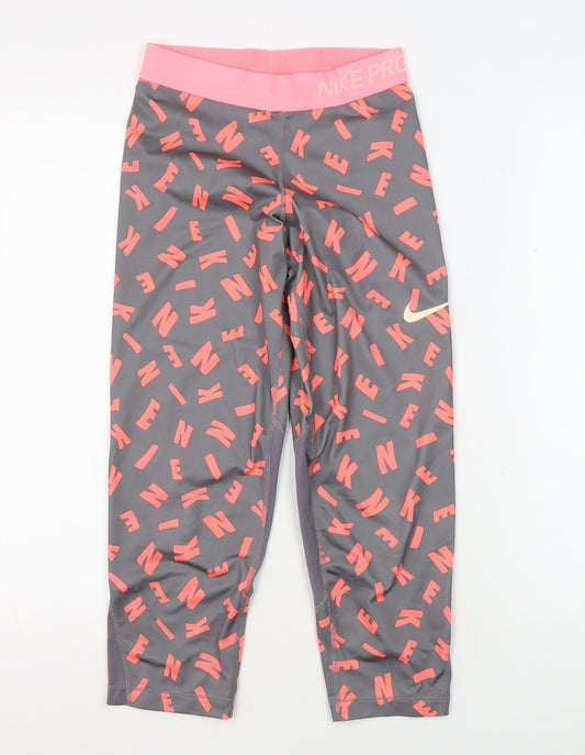 Additional front view of Nike Teens Multicoloured XL Cropped Letter Leggings
