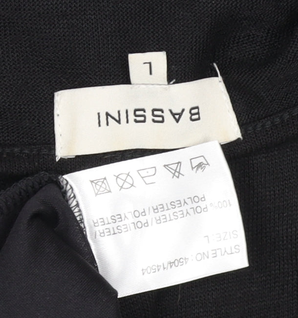 Womens UK Size L BASSINI Black Basic T-Shirt
