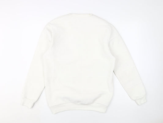 Zara Men's White Pullover Sweatshirt M - Stylish Knit