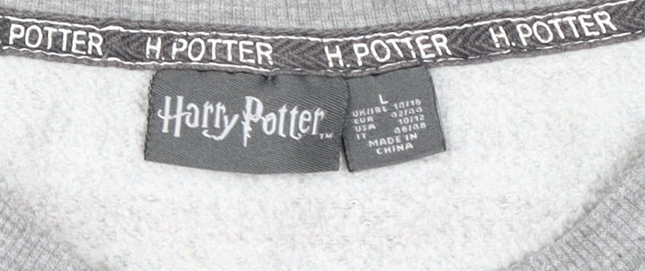 Unisex Adults UK Size L Harry Potter Grey Pullover Sweatshirt