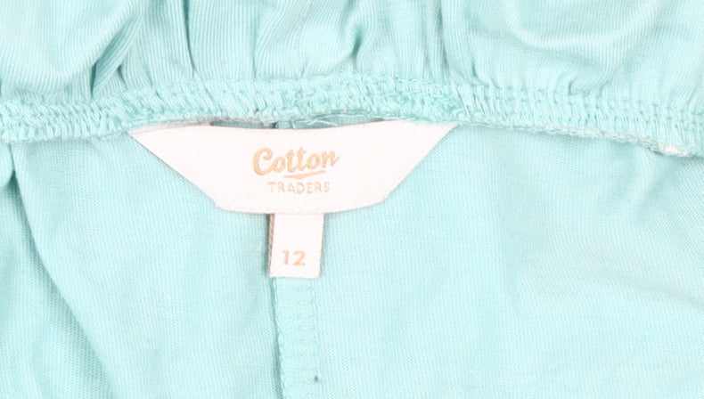Cotton Traders Women's Blue Paperbag Shorts, Size 12