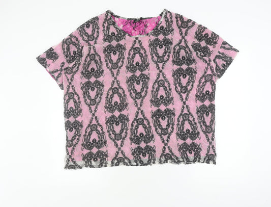 ASOS Women’s Pink Lace Floral T-Shirt, Size 10