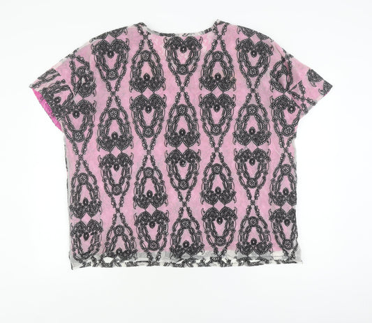 ASOS Women’s Pink Lace Floral T-Shirt, Size 10