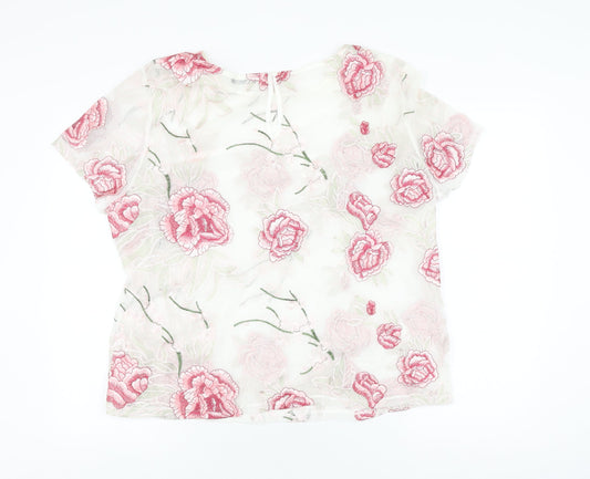 M&Co Women's Ivory Floral Embroidered Blouse, Size 20