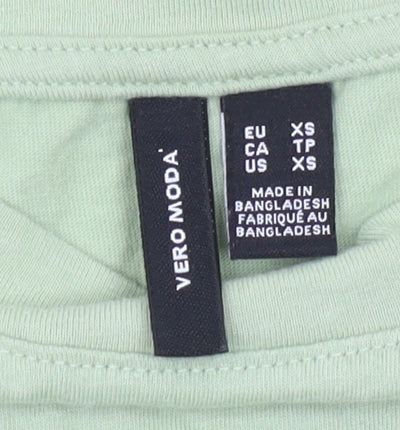 Womens UK Size 2XS VERO MODA Green Cropped T-Shirt