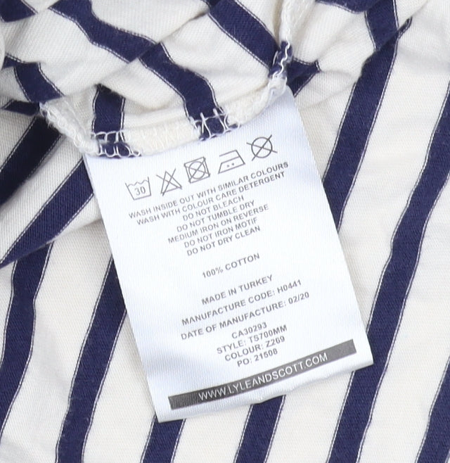 Lyle & Scott Men's Beige Striped T-Shirt, Size M