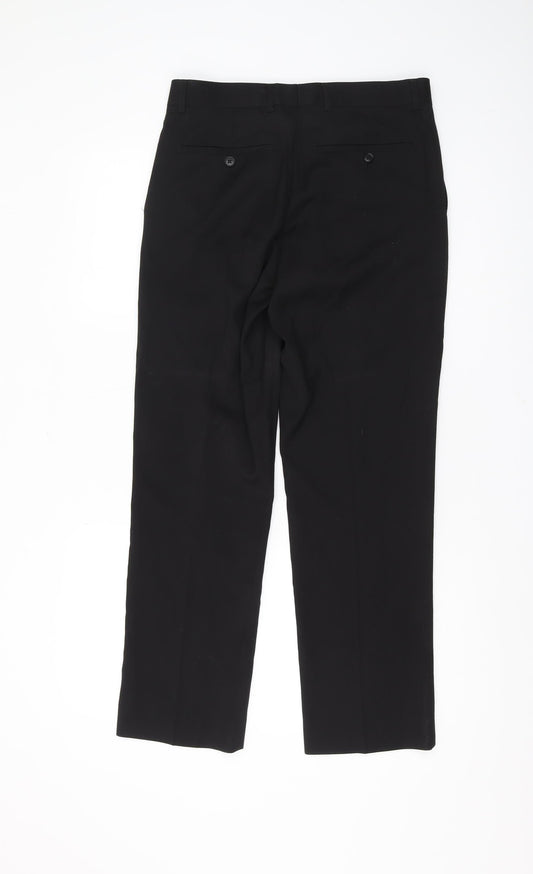 Greenwoods Men’s Black Trousers, S, Regular Fit