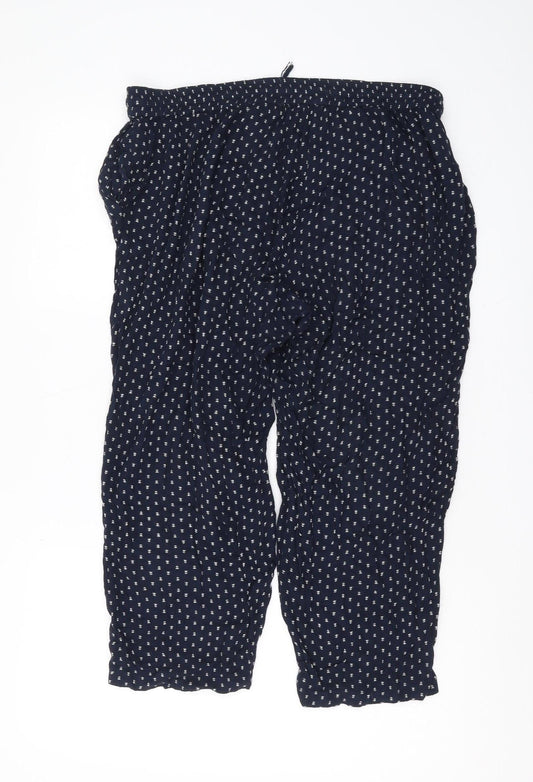 Mango Women's Blue Polka Dot Cropped Trousers L