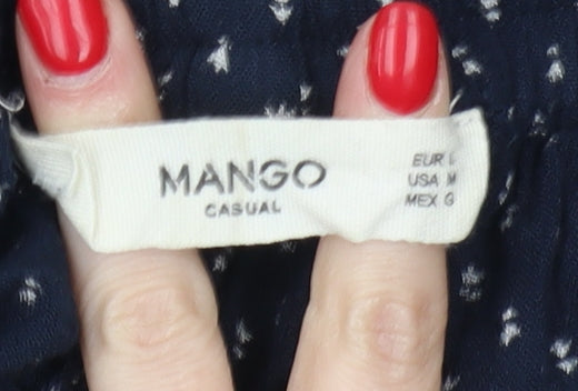 Mango Women's Blue Polka Dot Cropped Trousers L