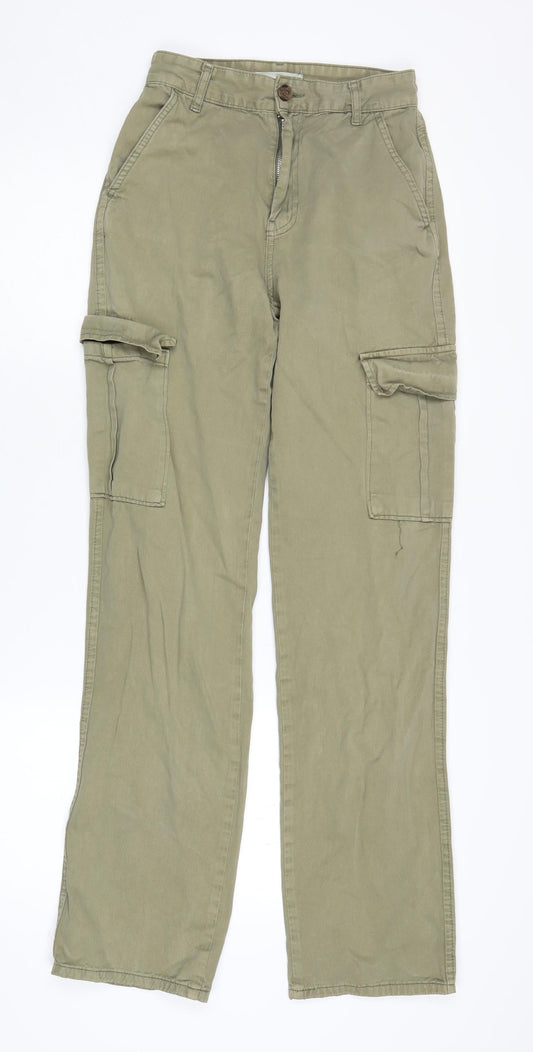 Womens UK Size 6 Stradivarius Regular Fit Cargo Green Trousers
