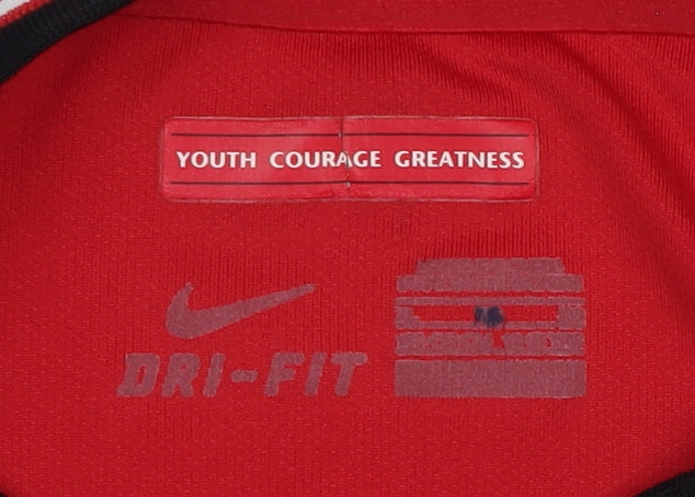 Nike Boys Red Football Jersey T-Shirt, Size S, Moisture Wicking
