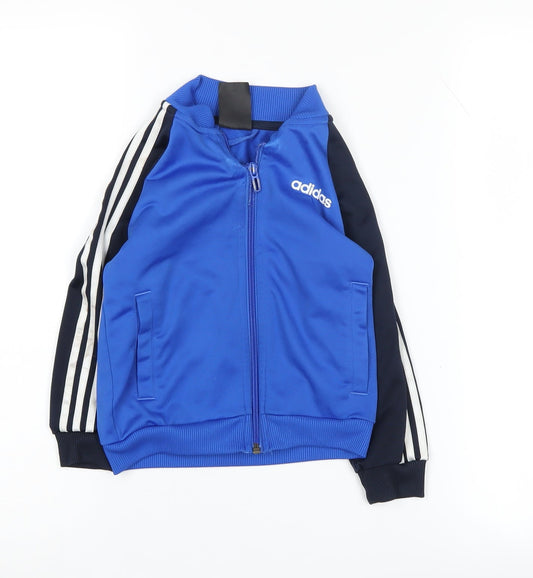 Additional front view of Adidas boys’ blue track jacket 3-4 years full zip
