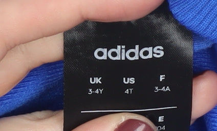 Adidas Boys Blue Track Jacket 3-4 Years Full Zip