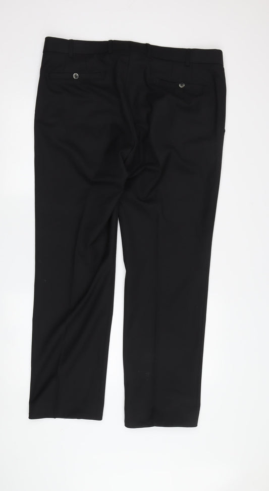 Meyer Men's Black Regular Fit Trousers with Zip Closure