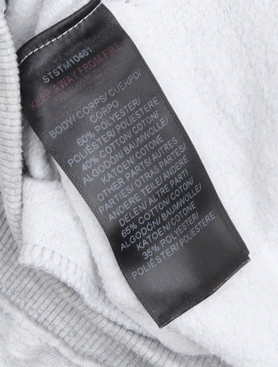 STATUS Men's Grey Pullover Hoodie, Size S, Logo Accented