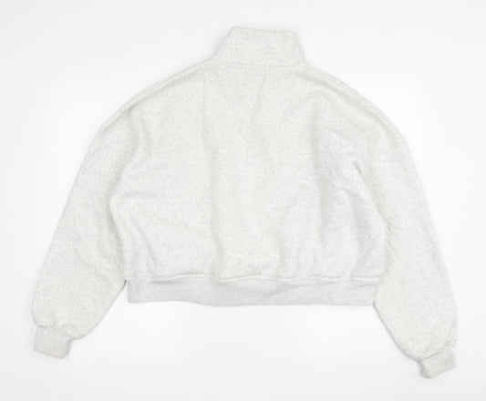 Boohoo Women's Grey Pullover Sweatshirt, S, High Neck, Logo