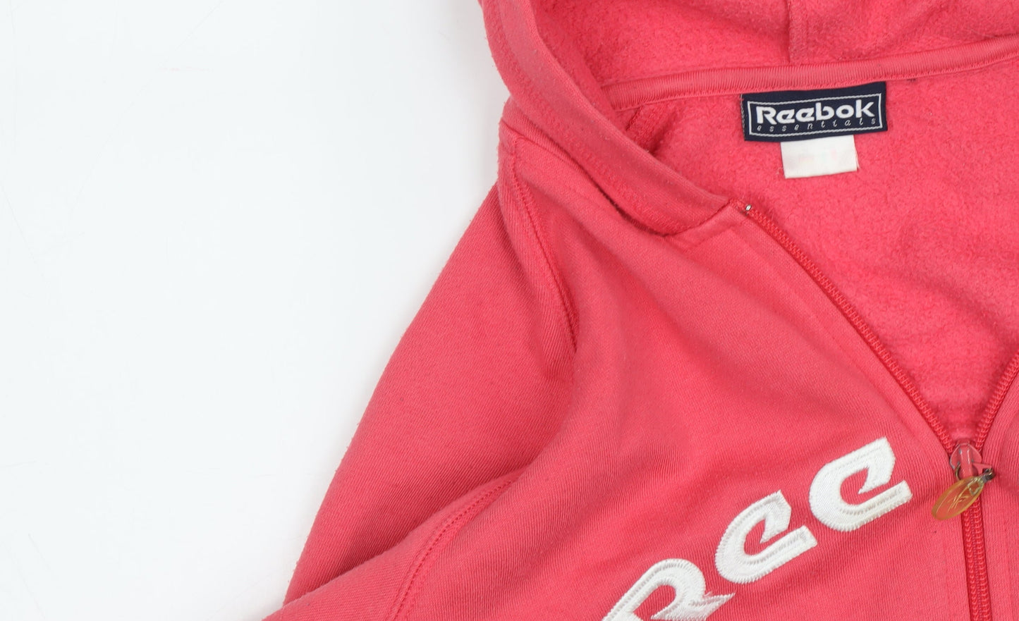 Reebok Women's Pink Full Zip Hoodie, Size 12, Logo Accent